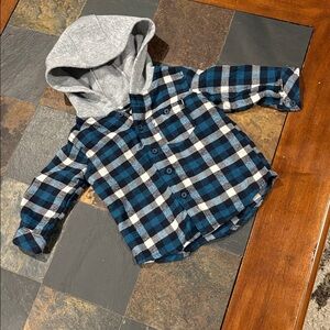 DKNY Hooded Flannel 12 months. EUC